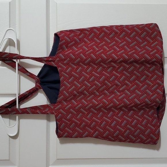 Banana Replubic Women's Red Print Twist Neck Halter Top Size Small - Picture 7 of 12